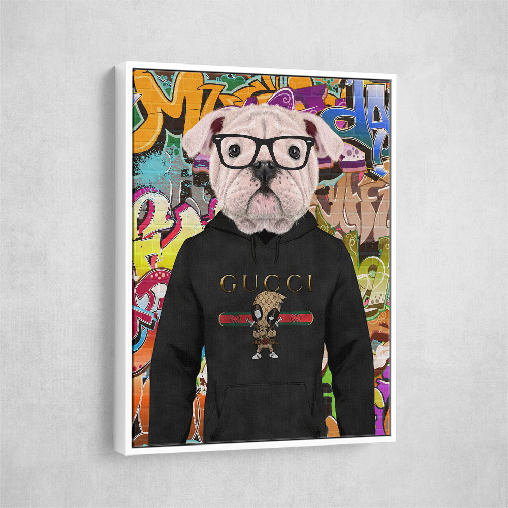 Bulldog Hoodie Graffiti Wall Art